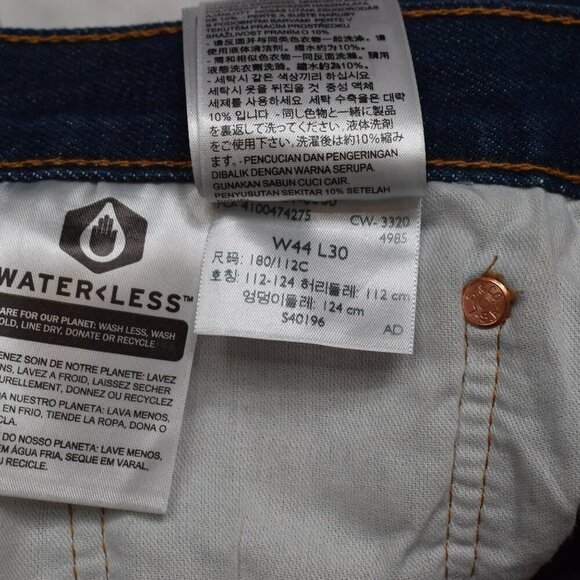 Levis 501 Mens Jeans 44 X 30 Button Fly Dark Wash Straight Leg Classic Western - Picture 10 of 16